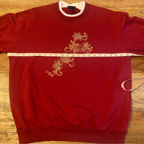 Trilllogy Fall studded  Snowman Winter Grandma Crew Pullover Sweatshirt Large - Picture 7 of 10